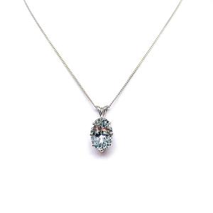 Oval-Cut Aquamarine Pendant or Necklace • 14x10mm, Sterling Silver
