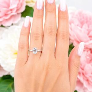 Oval-Cut Lab White Sapphire Engagement Ring • 8x6mm—10x8mm, Sterling Silver, 6-Prong