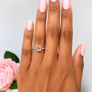Oval-Cut Pink Peach Lab Padparadscha Sapphire Ring • 8x6mm, Sterling Silver, Size 5.5