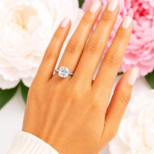 Cushion-Cut Lab White Sapphire Bezel Engagement Ring • 8mm, 9mm, Sterling Silver