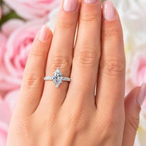 Marquise-Cut CZ Engagement Ring or Bridal Set • 10x5mm—14x7mm, Sterling Silver