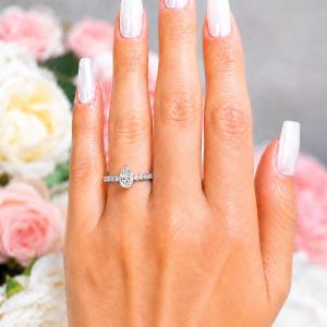 Pear-Cut CZ Engagement Ring or Bridal Set • 9x6mm—12x8mm, Sterling Silver