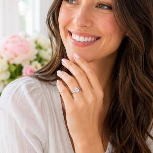 Pear-Cut Lab White Sapphire Engagement Ring •  10x7mm, 12x8mm, Sterling Silver