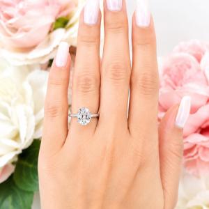 Oval-Cut Lab White Sapphire Engagement Ring • 8x6mm—10x8mm, Sterling Silver, 6-Prong