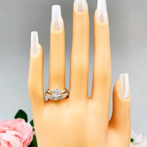 Round-Cut Moissanite Curved Wedding Band • 2mm—3mm, 5-Stone, Sterling Silver