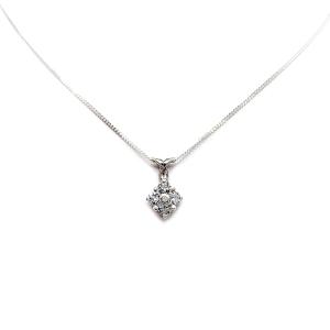 Sterling silver cluster pendant featuring four 3mm round light blue aquamarine gemstones and an elegant twist design bail. Suspended from a delicate sterling silver chain and set against a white background.