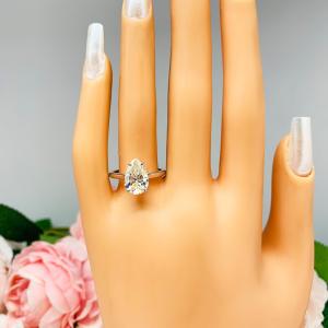 Pear Near Colorless 12x8mm Cubic Zirconia Engagement Ring SIZE 8 FINAL SALE
