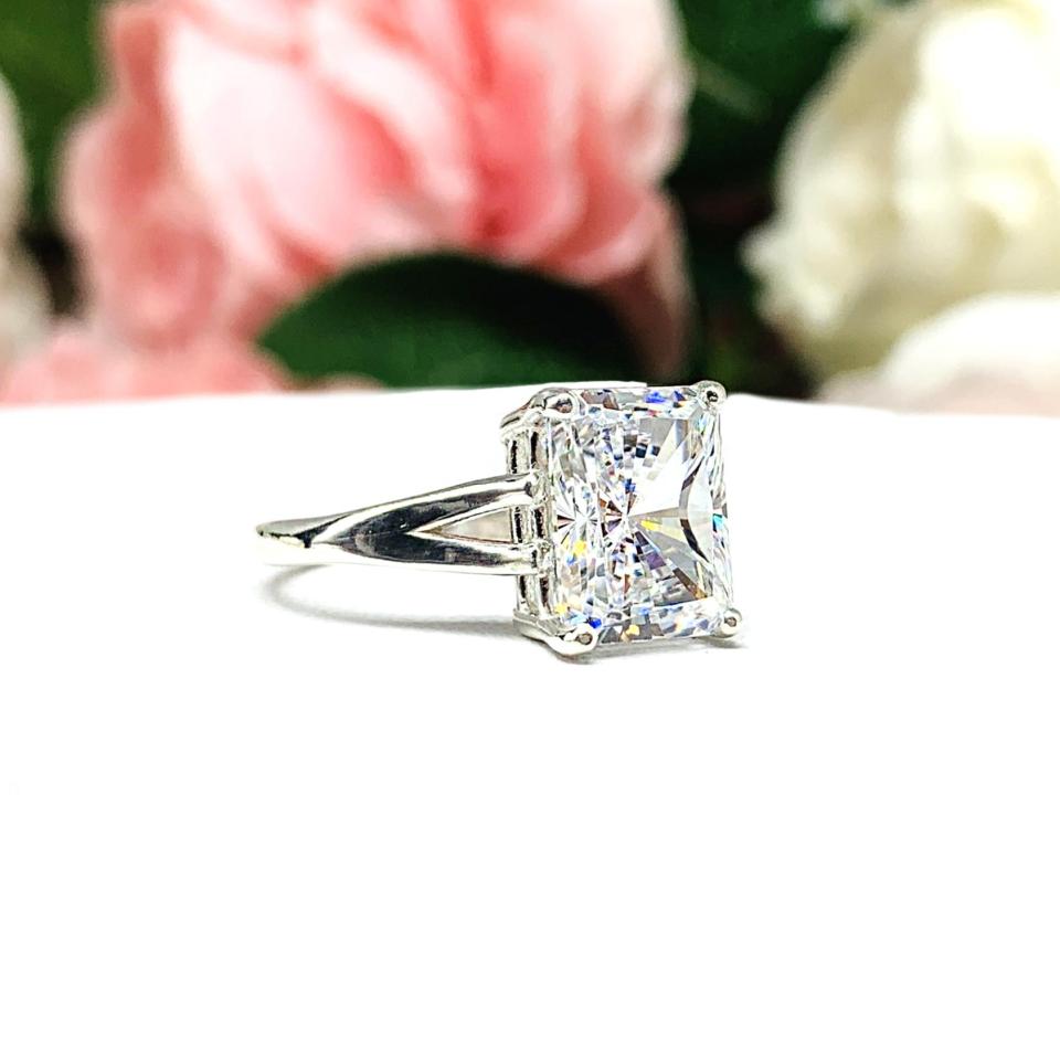 Radiant Cubic Zirconia 10x8mm Engagement Lower Profile Ring