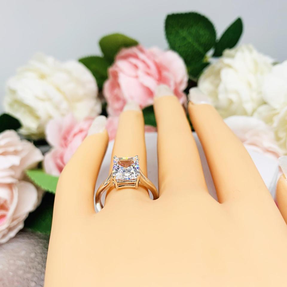 Radiant Cubic Zirconia 10x8mm Engagement Lower Profile Ring