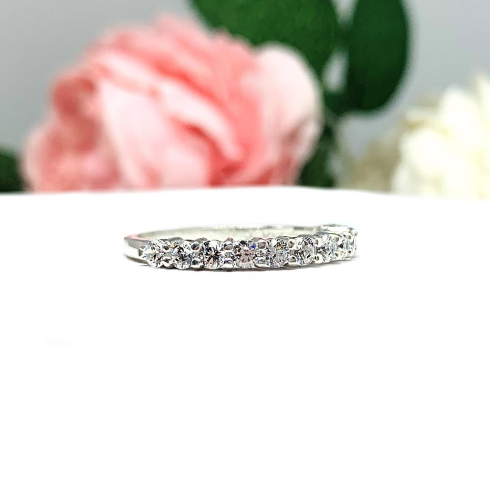 Round CZ 2.5mm Wedding Band Half Eternity 12 Stone