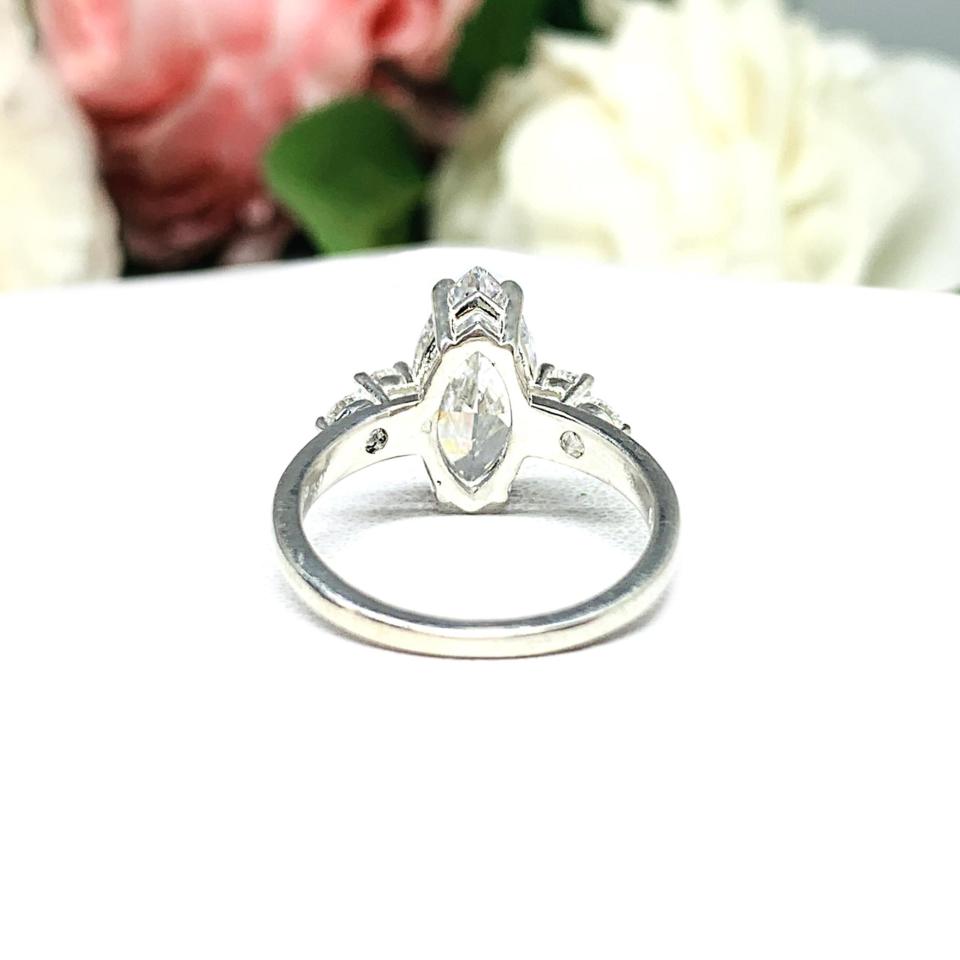 Marquise 14x7mm Cubic Zirconia Round Accents Engagement Ring