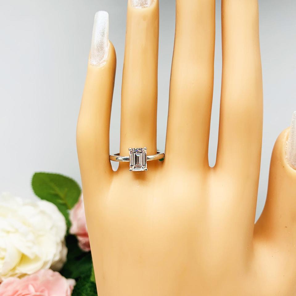 Emerald Cubic Zirconia Engagement Lower Profile Ring