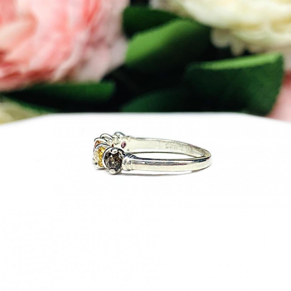 Autumn Colors 3mm Round Natural Gemstone Five Stone Ring
