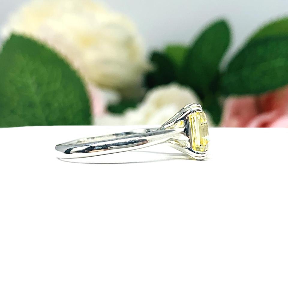 Canary Yellow Asscher 9mm Cubic Zirconia Engagement Ring