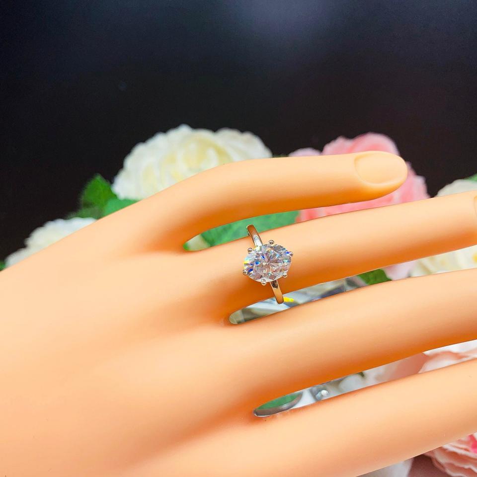 Oval Moissanite 6 Prong Gold Engagement Ring Authentic FREE UPS 3RD DAY