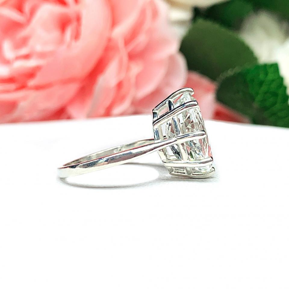 Natural White Topaz Oval Eight Prong Statement Ring