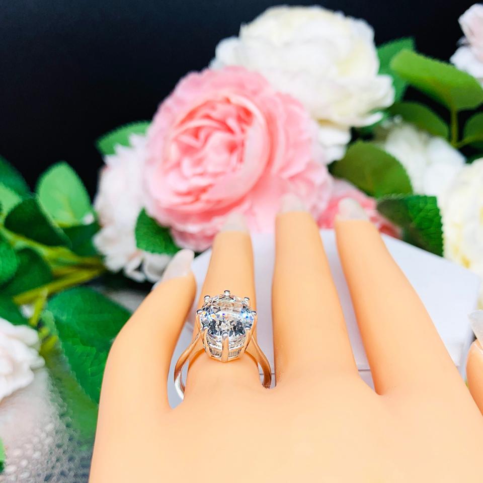 Natural White Topaz Oval Eight Prong Statement Ring