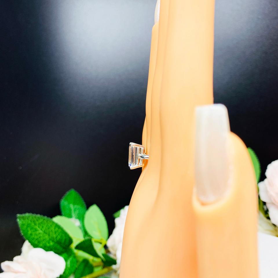 Natural White Topaz Emerald Cut Ring