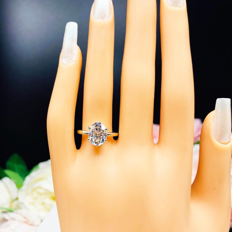 Oval Moissanite 6 Prong Gold Engagement Ring Authentic FREE UPS 3RD DAY