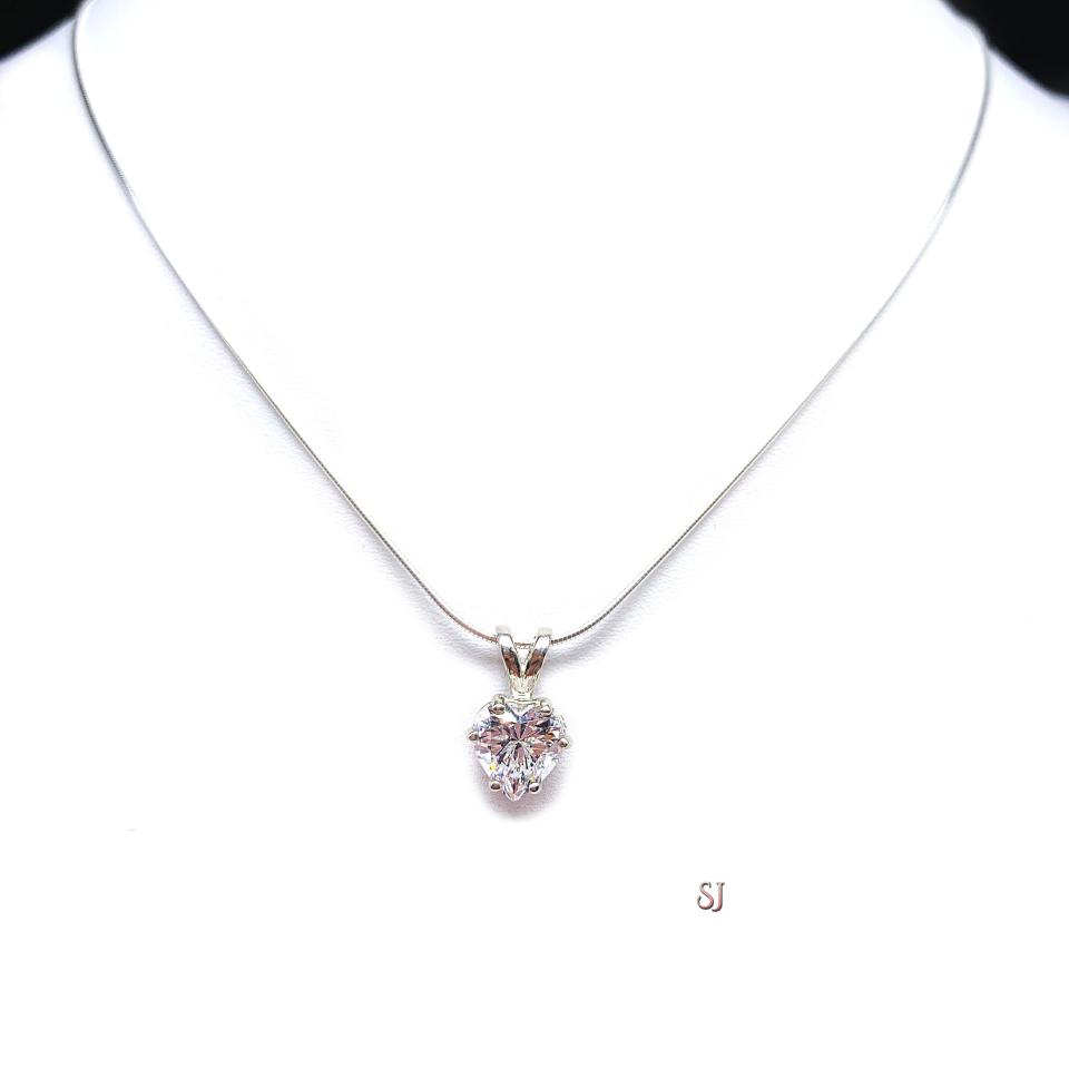 8mm Heart Cubic Zirconia Pendant With Optional Chain FINAL SALE