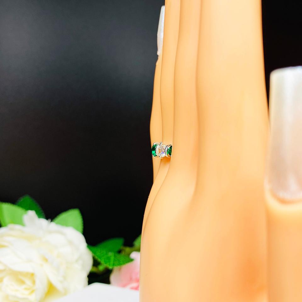 Lab Created Emerald 4mm Cubic Zirconia Five Stone Ring