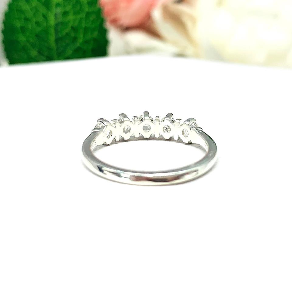 Round Near Colorless 3mm CZ Five Stone Ring