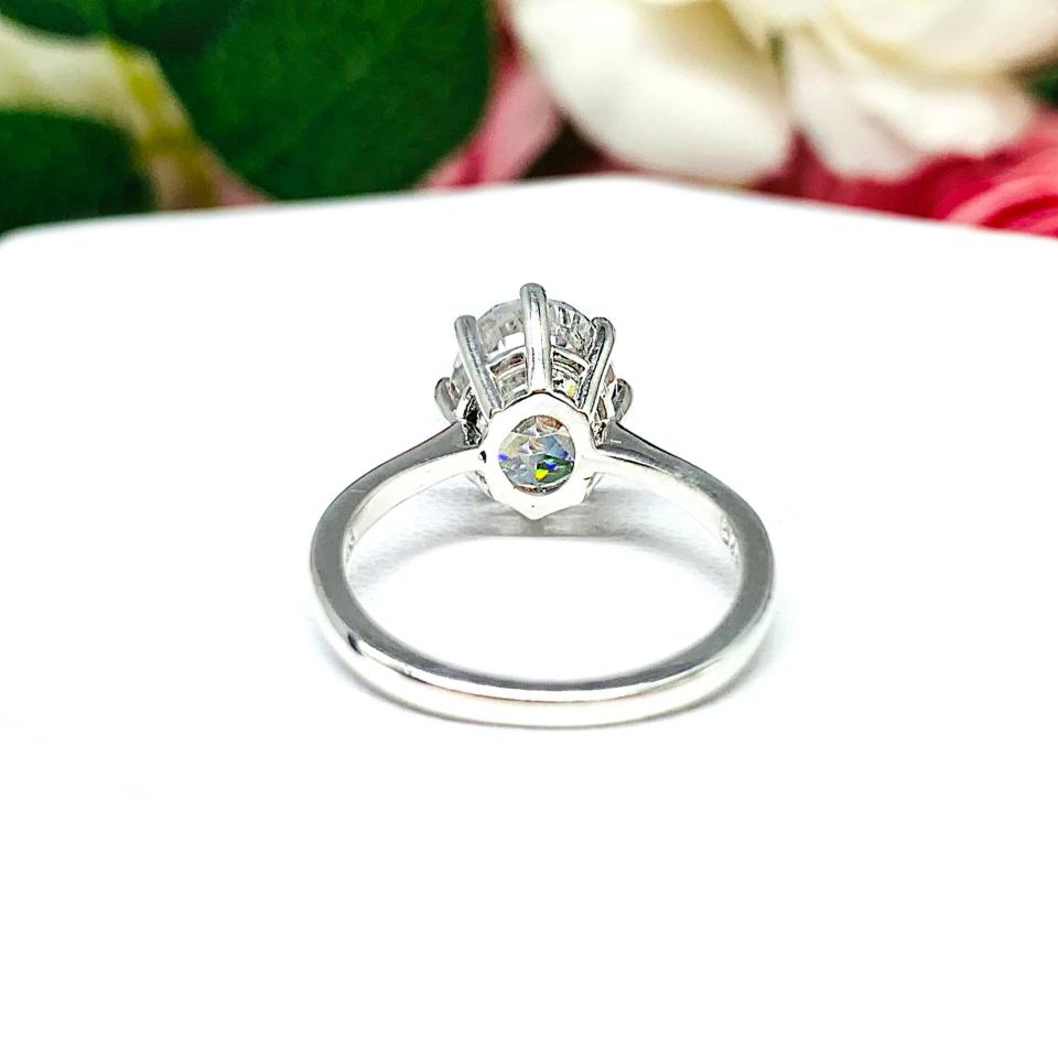 Barion Cut Oval CZ Engagement Ring