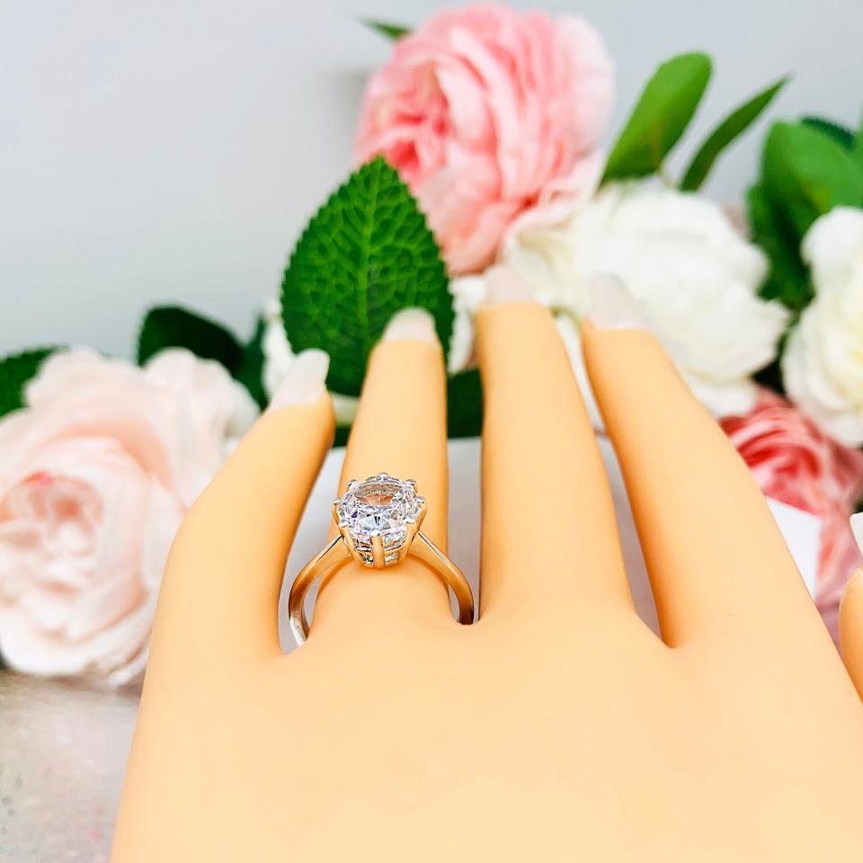 Barion Cut Oval CZ Engagement Ring
