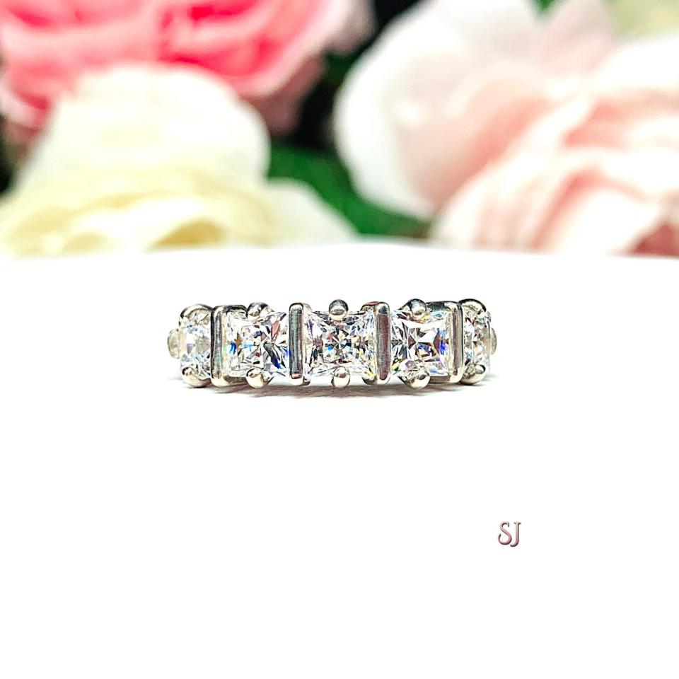 Princess Cubic Zirconia Five Stone Ring Size 7 FINAL SALE
