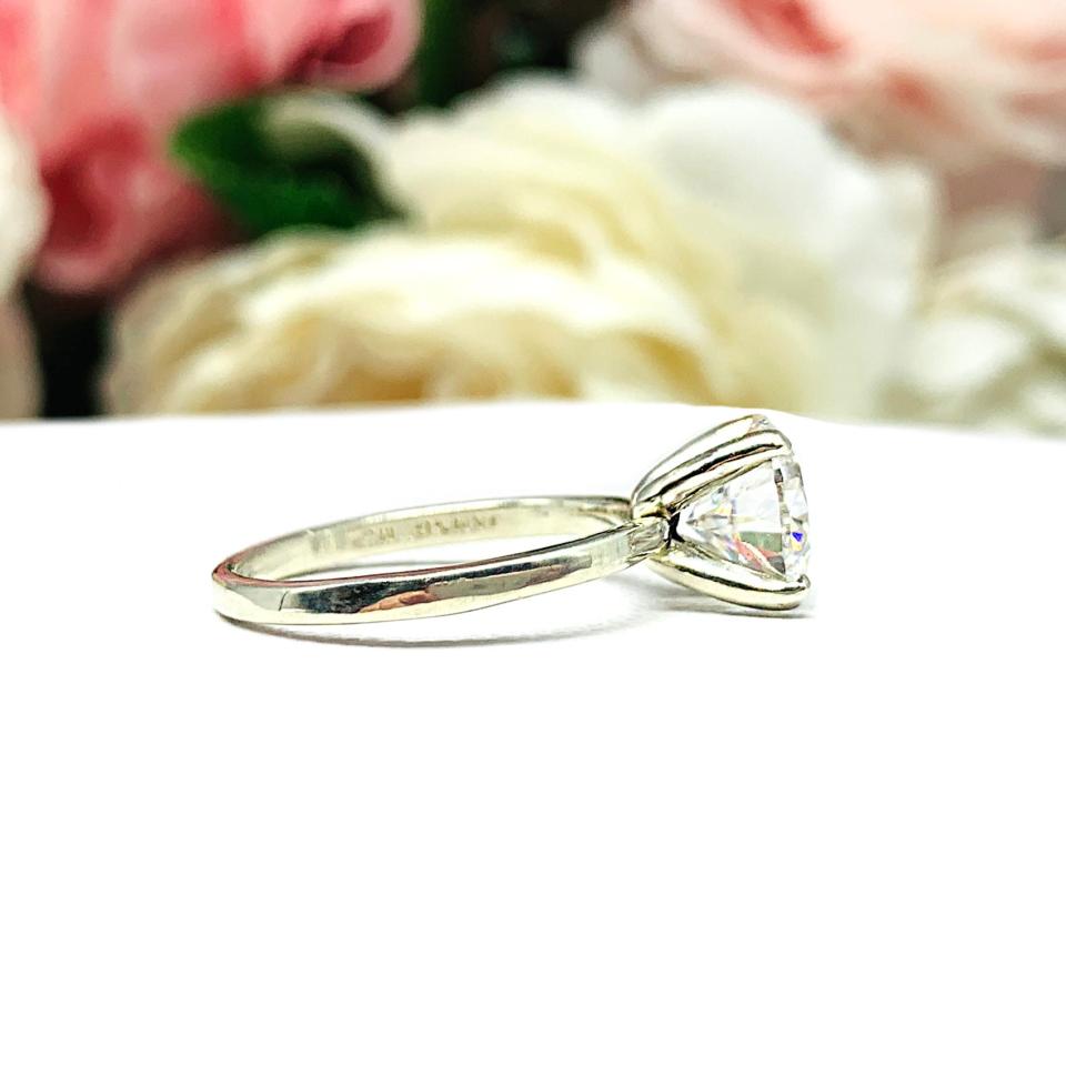 Round Moissanite Engagement Gold Ring Authentic FREE UPS 3RD DAY