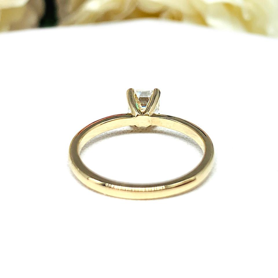 Petite Asscher Near Colorless CZ Gold Engagement Ring
