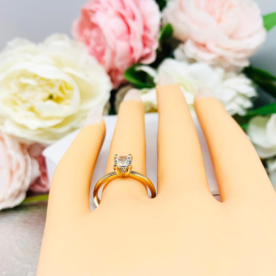 Petite Asscher Near Colorless CZ Gold Engagement Ring
