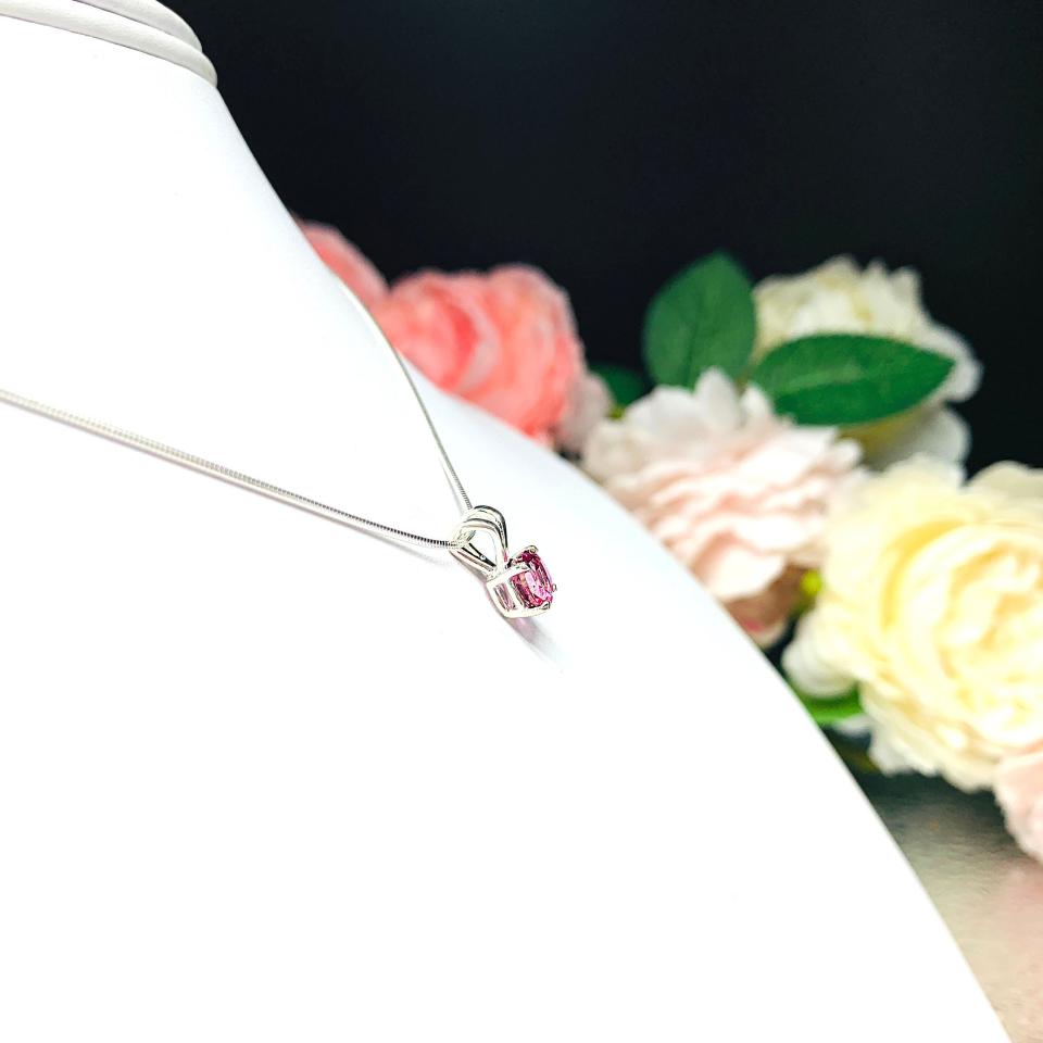 Mystic Pink Topaz Pendant Sterling Silver Necklace Round 6mm Natural October Birthstone Alternative