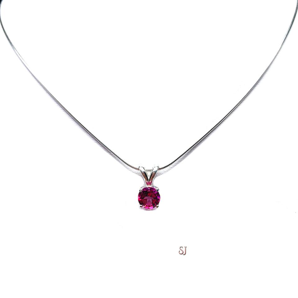 Mystic Pink Topaz Pendant Sterling Silver Necklace Round 6mm Natural October Birthstone Alternative