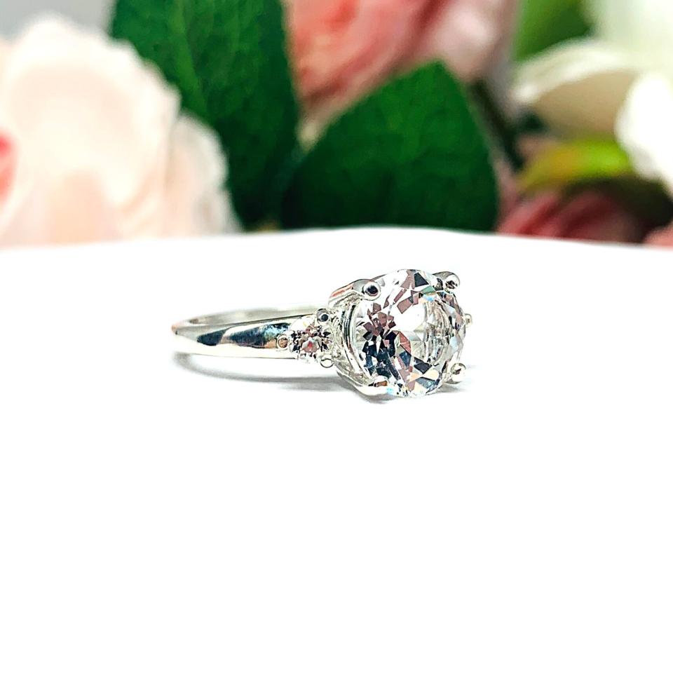 Natural Round White Topaz with Accents Ring SIZE 7 FINAL SALE