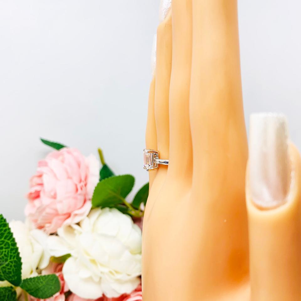 Emerald Cubic Zirconia Engagement Lower Profile Ring