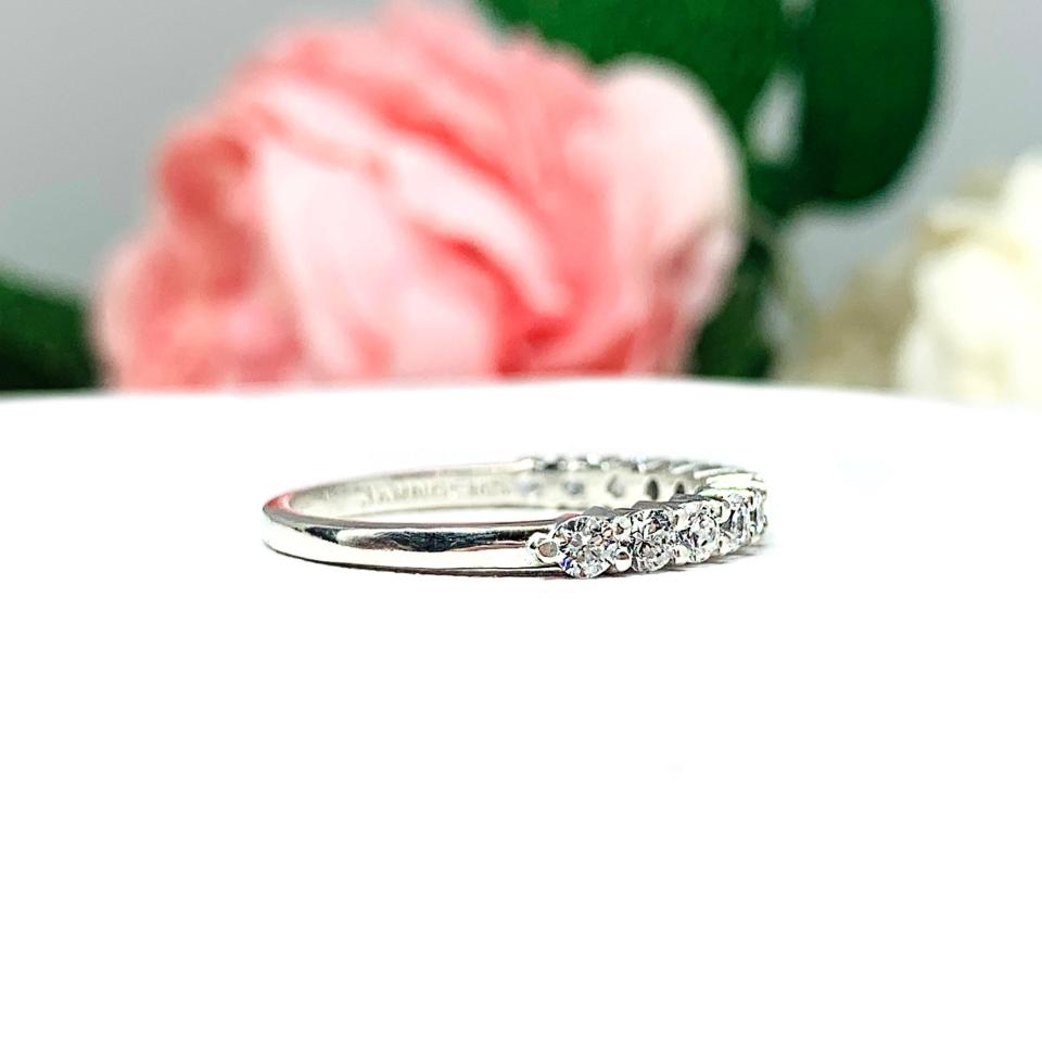 Round Cubic Zirconia Wedding Band – 2.5mm, 12-Stone, Sterling Silver