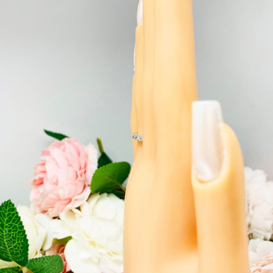 Round Cubic Zirconia Wedding Band – 2.5mm, 12-Stone, Sterling Silver