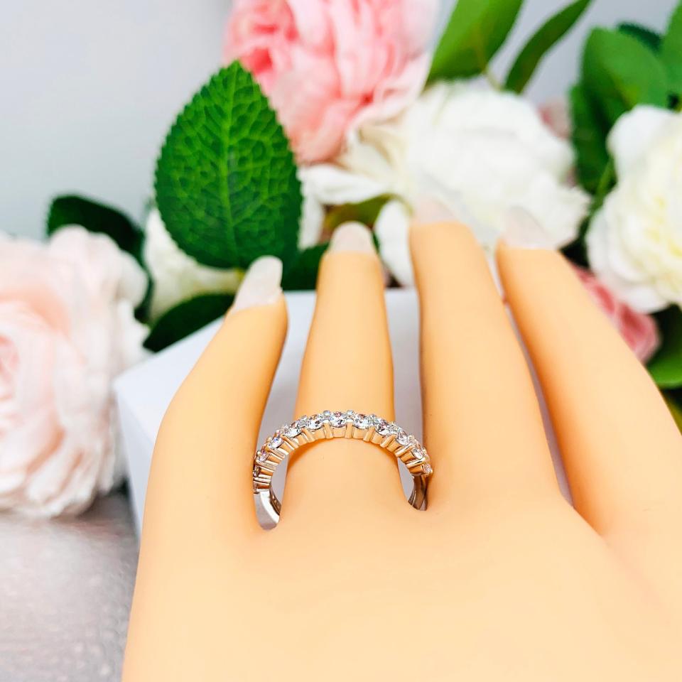 Round Cubic Zirconia Wedding Band – 2.5mm, 12-Stone, Sterling Silver