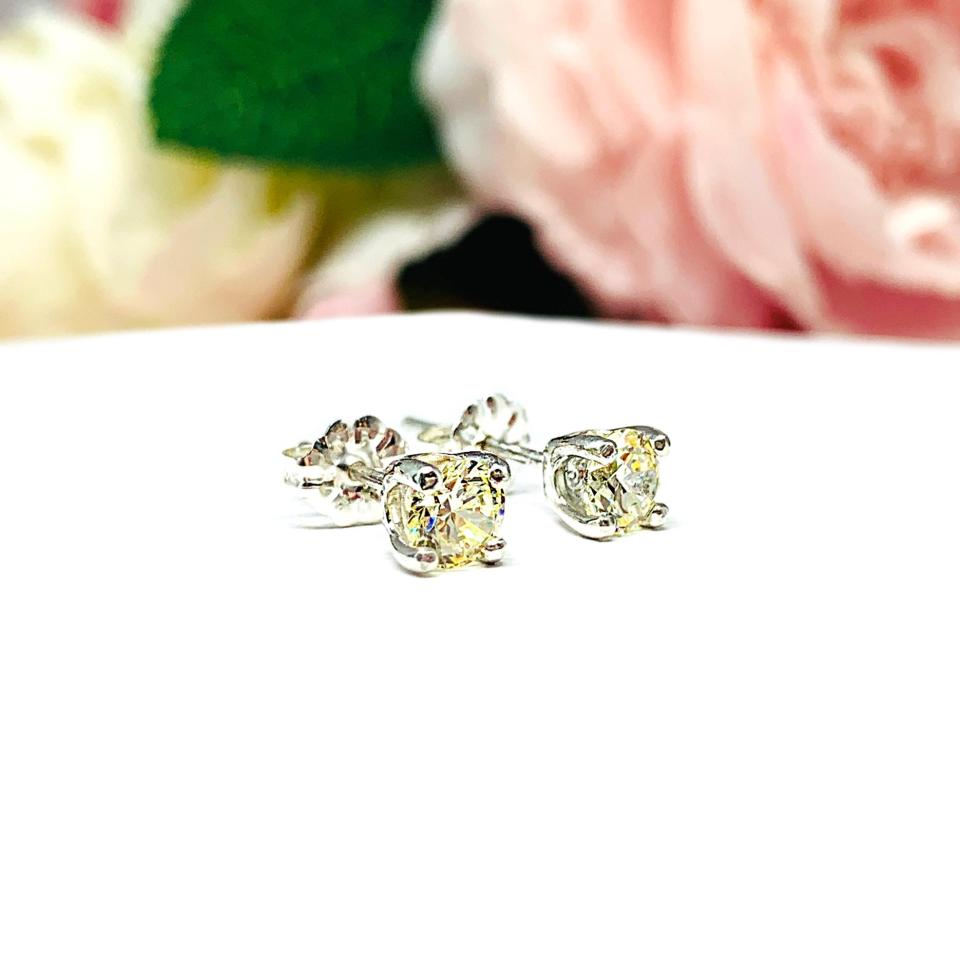 Round-Cut Yellow CZ Stud Earrings • 5mm, Sterling Silver