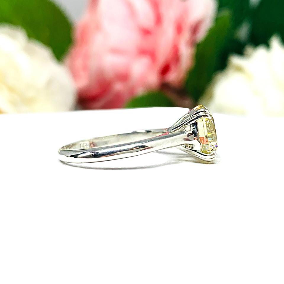 Yellow Round-Cut CZ Engagement Ring • 9mm, Sterling Silver, Size 6.25