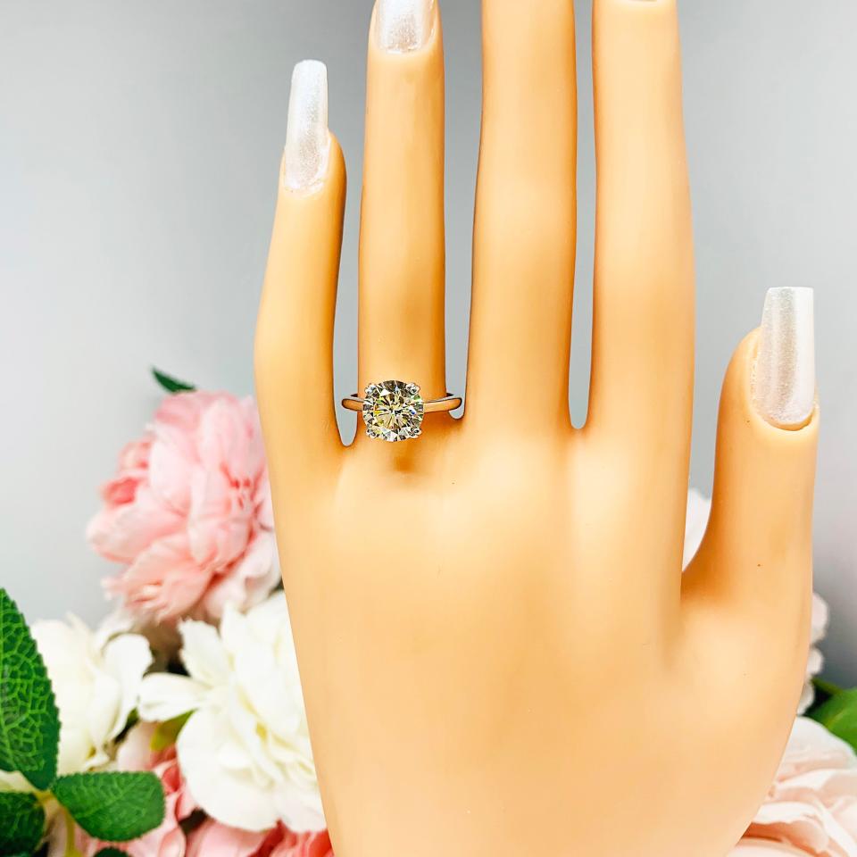 Yellow Round-Cut CZ Engagement Ring • 9mm, Sterling Silver, Size 6.25