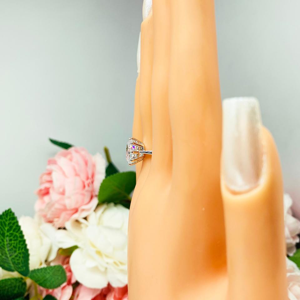 Barion Cut Oval CZ Engagement Ring