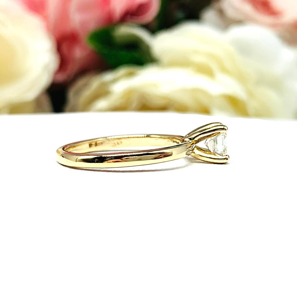 Petite Asscher Near Colorless CZ Gold Engagement Ring