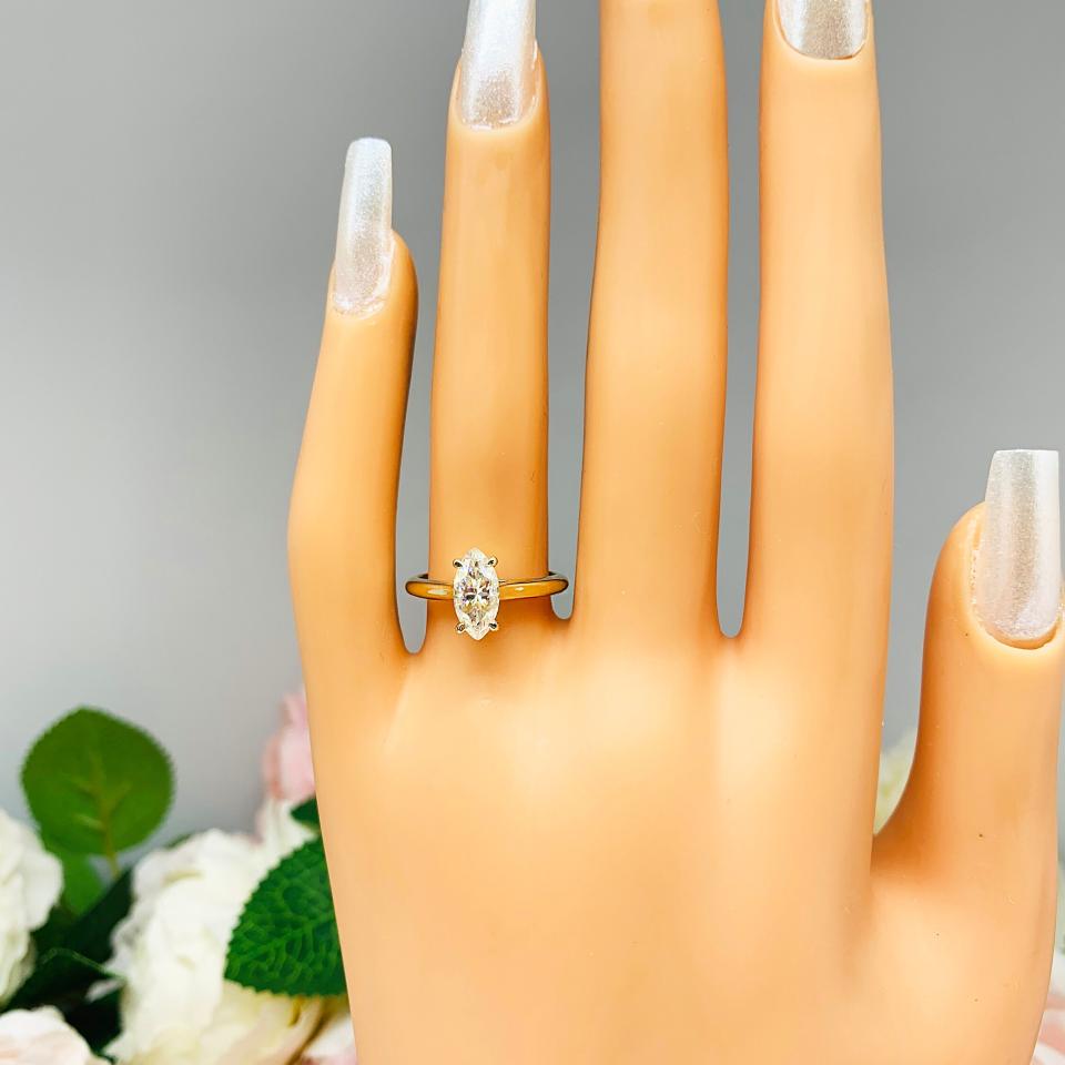 10x5mm Marquise Moissanite 10k Yellow Gold Engagement Ring Size 6 FINAL SALE