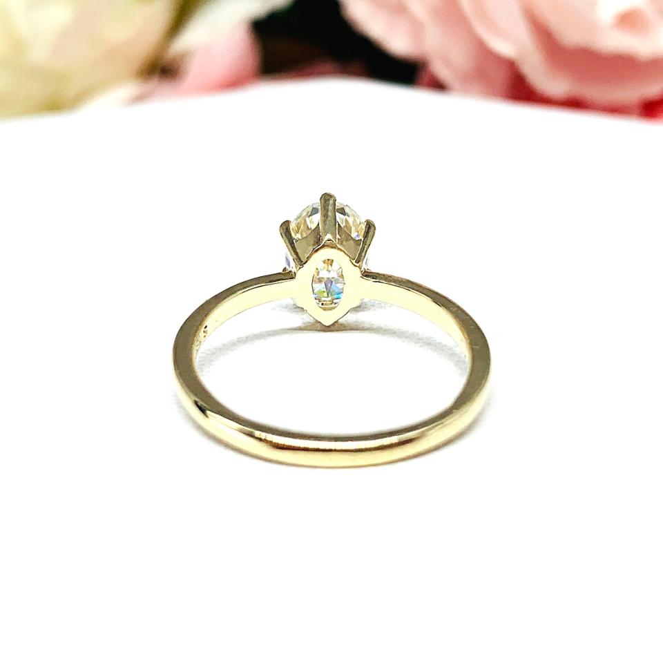 Oval Moissanite 6 Prong Gold Engagement Ring Authentic FREE UPS 3RD DAY