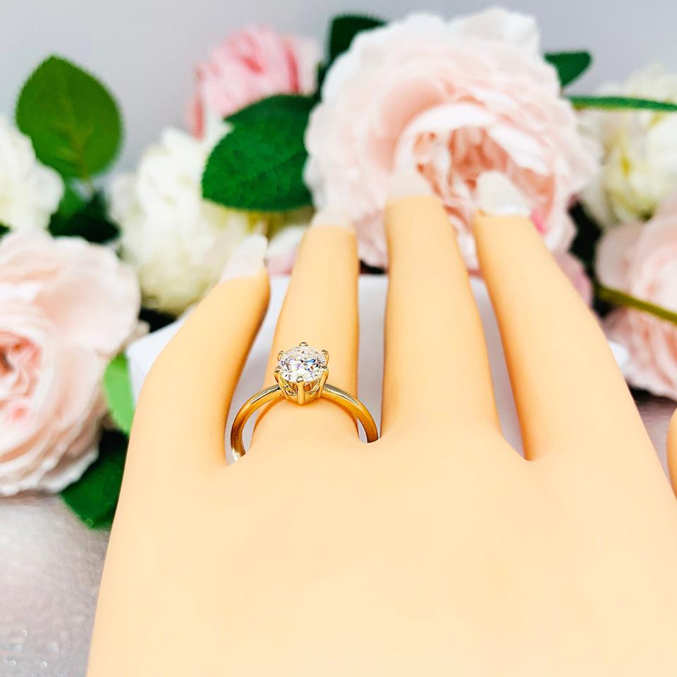 Oval Moissanite 6 Prong Gold Engagement Ring Authentic FREE UPS 3RD DAY