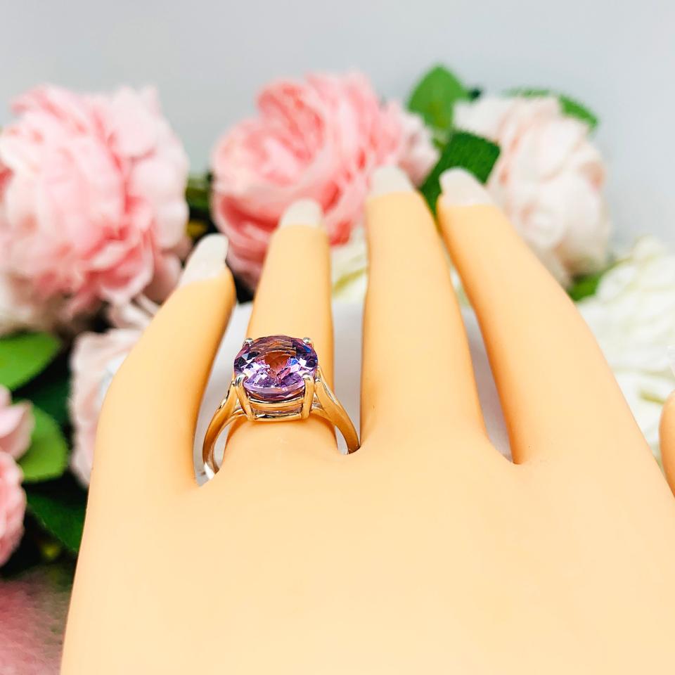 Lavender Amethyst Oval Sterling Silver Ring - Genuine 12x10mm (4.5 cts) rose de france amethyst