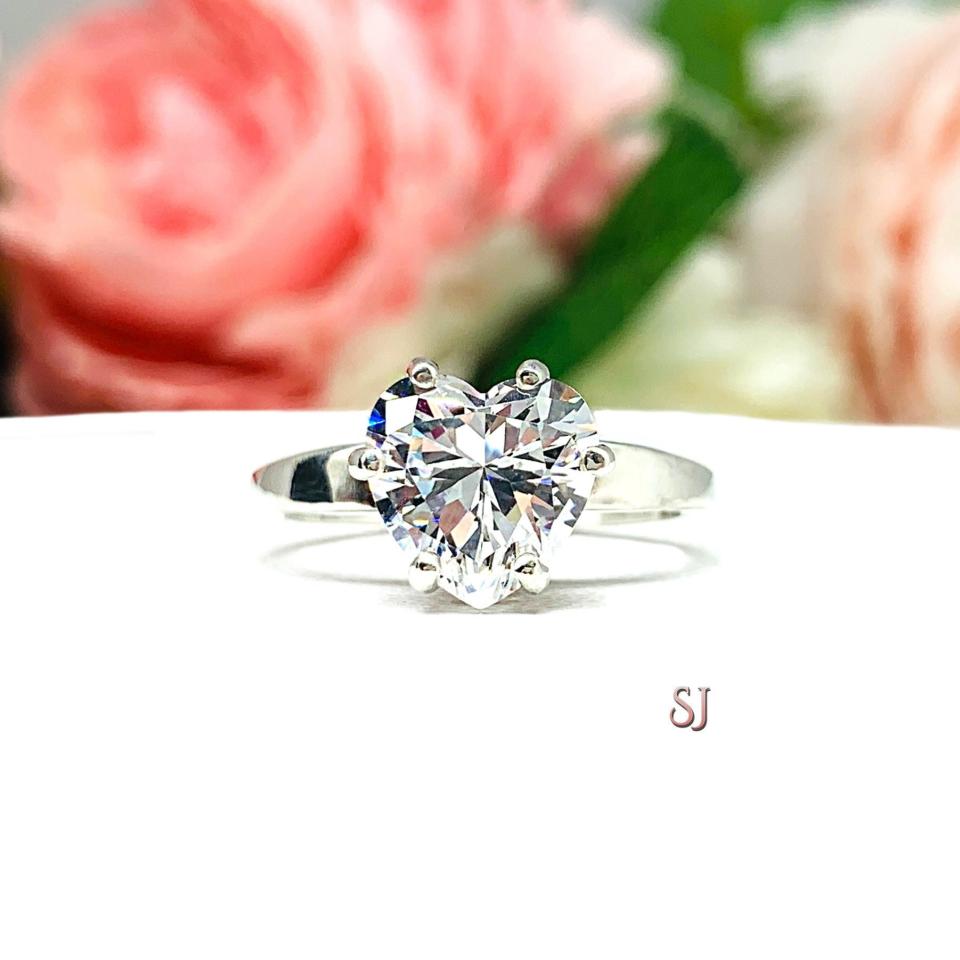 Heart Cubic Zirconia Six Prong Engagement Ring
