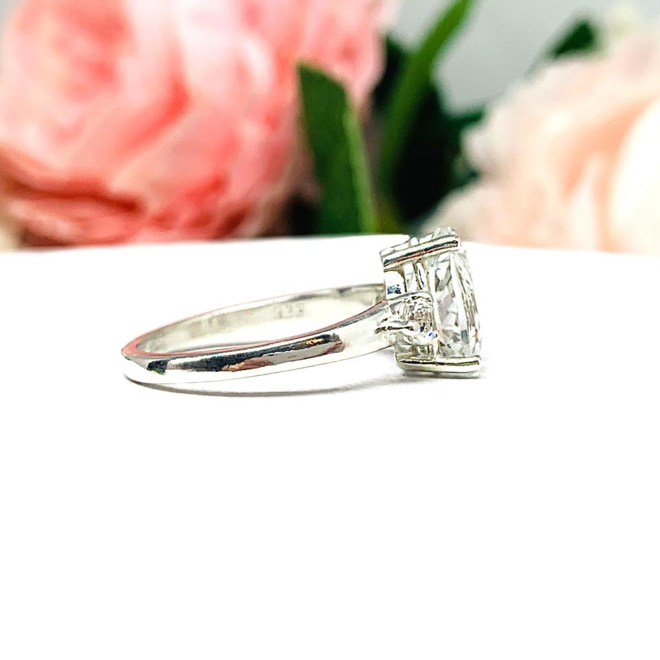 Natural White Topaz Pear Round Accents Engagement Ring
